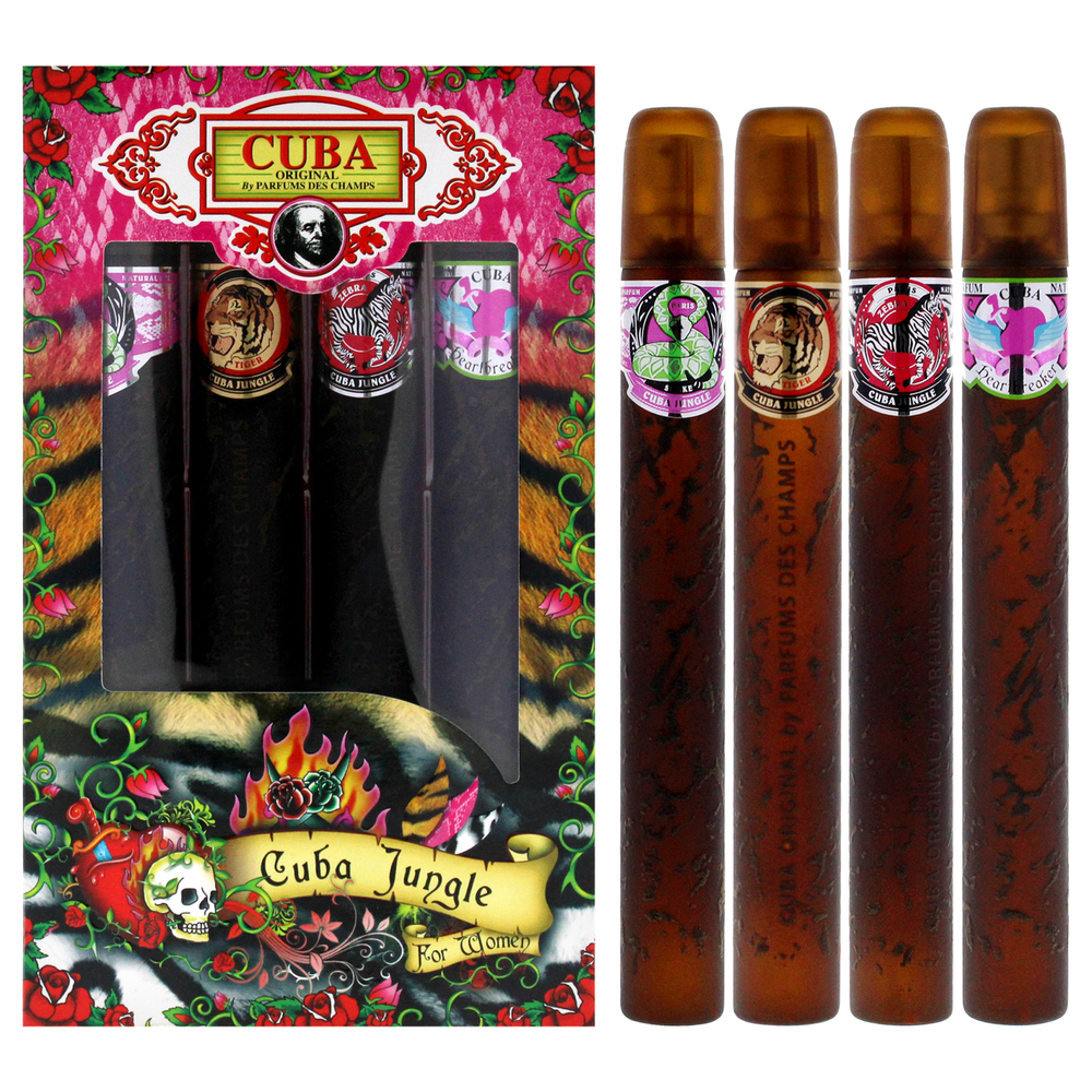 Cuba Jungle BY Cuba for Women 4 Pc Gift Set EDP Spray